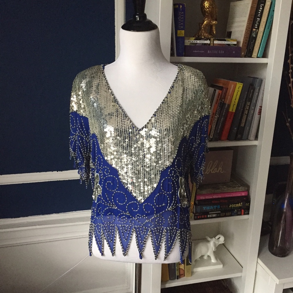 Vintage Silk Beaded Top
